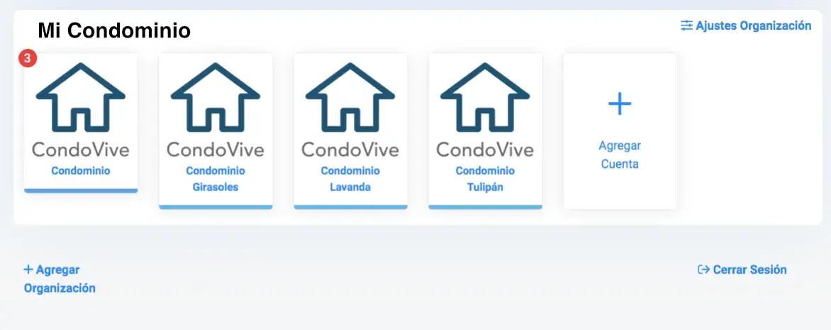 Captura de pantalla de funcionalidad de múltiples Condominio